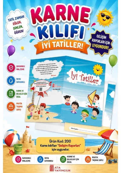 Ata Okul Öncesi Ve İlkokullar İçin Karne Kılıfı Gelişim Dosyasına Uygun Ürün Kodu:200 20 Adet
