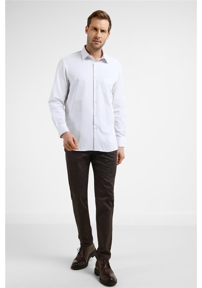 İmza Beyaz - Bej Çizgili Desen Sert Yaka Uzun Kol Cepli Comfort Fit Pamuklu Gömlek 1004255275 Beyaz - Bej İmza Beyaz - Bej Çizgili Desen Sert Yaka Uzun Kol Cepli Comfort Fit Pamuklu Gömlek 1004255275 Beyaz - Bej