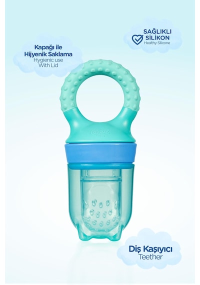Wee Baby Meyve Süzgeci Ve Kalpli Diş Kaşıyıcı Bebek Diş Çıkarma Seti-erkek Çok Renkli