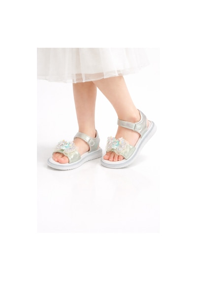 Mini Bonito Kız Çocuk Çiçek Aplikeli Günlük Sandalet Lila