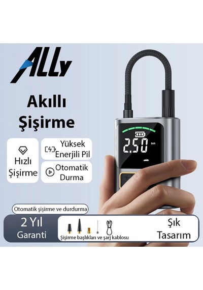 Ally St-5528 Dijital Basınç Göstergeli Oto Lastik Şişirme Pompası Hava Kompresörü- 5775