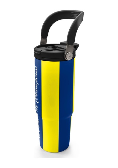 Coral High Kids Sarı Lacivert Çubuklu Pipetli Ve Direkt İçim Çelik Termos 900 Ml 38730 Lacivert - Sarı