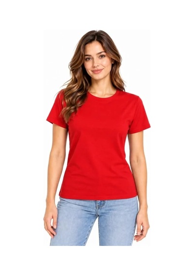 DefyModa Basic Tişört Bisiklet Yaka Kısa Kol Günlük Yazlık Slim Fit T-shirt Kırmızı