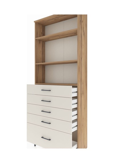 Arges Dolap 3 Raflı 5 Çekmeceli 88x30x221 Çam-aytaşı Çam