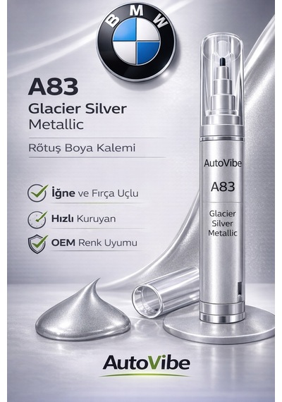 Bmw Rötuş Boya Kalemi A83 Glacier Silver Metallic - Buzul Gümüş Metalik 2si1arada Çizik Giderici
