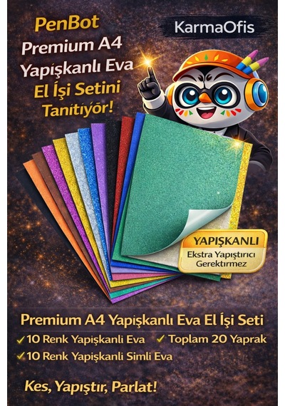 A4 Yapışkanlı Eva Seti 10 Renk Yapışkanlı Eva+10 Renk Yapışkanlı Simli Eva