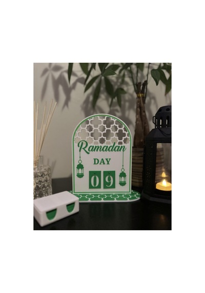 Ramazan Takvimi Masaüstü Günlük Değiştirilebilir Beyaz Yeşil 3d Dekor