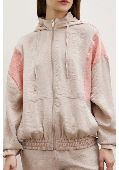 Fermuarlı Garnili Sweatshirt Bej Bej