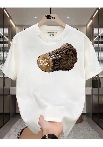 Flood Of Style Unisex Benim Kaderimin Odunusun Yazlı T-shirt Beyaz