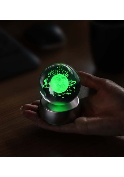 3d Samanyolu Temalı Satürn Kız Işıklı Cam Küre