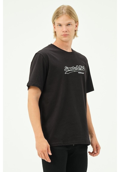 Rich Erkek Nakış Baskılı Spor Oversize Tişört Tshirt. SIYAH