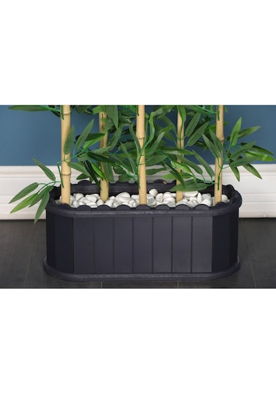 Yapay Çiçek Deposu Dekoratif Saksıda Islak Yapraklı 5 Çubuklu Bambu Seperatör 20x50x135cm