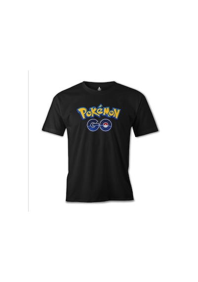 Pokemon Go  Logo Baskılı Siyah Erkek Tshirt 001