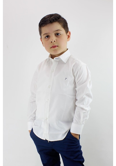 Doctor Junior Erkek Çocuk Kendinden Desenli Uzun Kol Gömlek Krem Krem