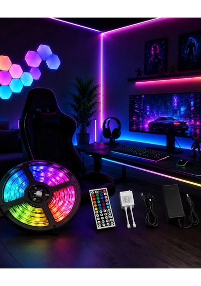 Hubrendy Tekno 5 Metre Rgb Led Şerit Kumandalı 5050 Renk Değiştiren Led Strip