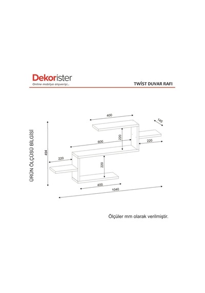 Dekorister Twist Duvar Rafı Beyaz