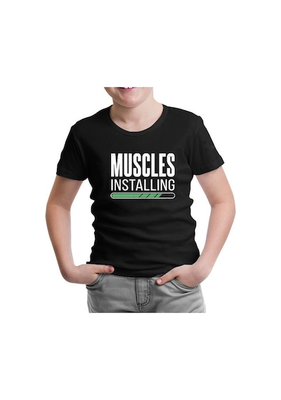 Lord Tshirt Bodybuilding Muscles Installing Siyah Çocuk Tshirt 001
