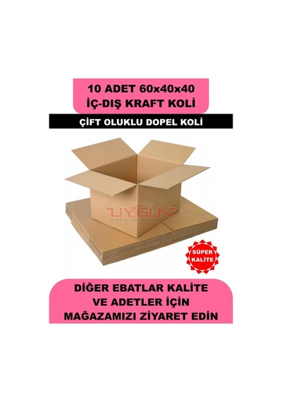 10 Adet 60x40x40 Ev Taşıma Kolisi, Çeyiz Kolisi, Boş Koli, Çift Oluklu Ksssk Dopel