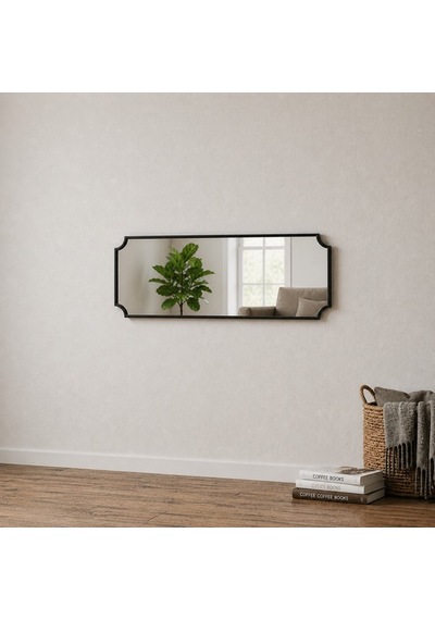Modern Boy Aynası 40x120 Cm Minimalist Çerçeveli Dekoratif Duvar Aynası 2026 Trend Siyah