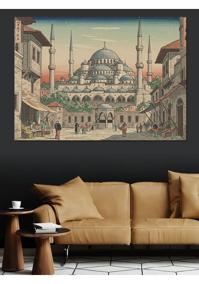 İstanbul Camii İllüstrasyonu Dekoratif Kanvas - Mdf Ahşap Tablo