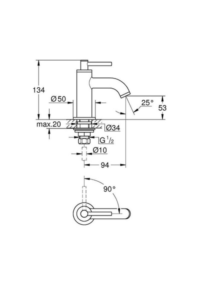Grohe Atrio 20658000 Lavabo Musluğu 1/2'' Gümüş