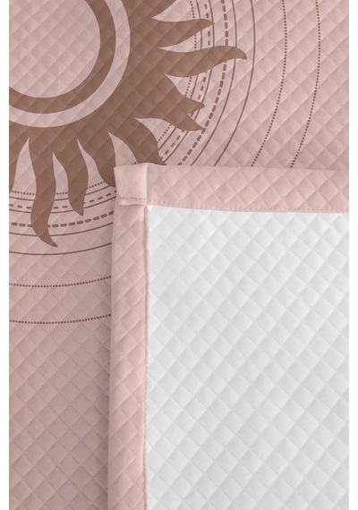 Güneş Geometrik Pudra Genç Odası Tek Kişilik Pike Takımı-bohem Vizon 160x220cm Kapitone Yatak Örtüsü Ilık Yün Kabuğu