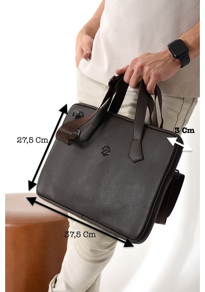 Westpolo Vegan Deri Unisex Laptop, Evrak Çantası - 6078 Kahverengi