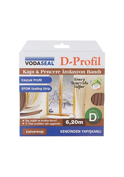 Vodaseal 53.01.050 Kapı Pencere İzolasyon Bandı, Kendinden Yapışkanlı, Kahve
