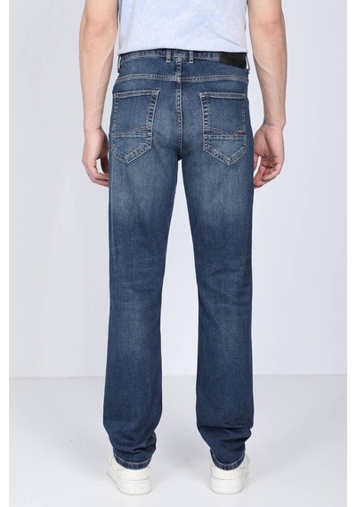 Erkek Koyu Mavi Rahat Kesim Jean Pantolon