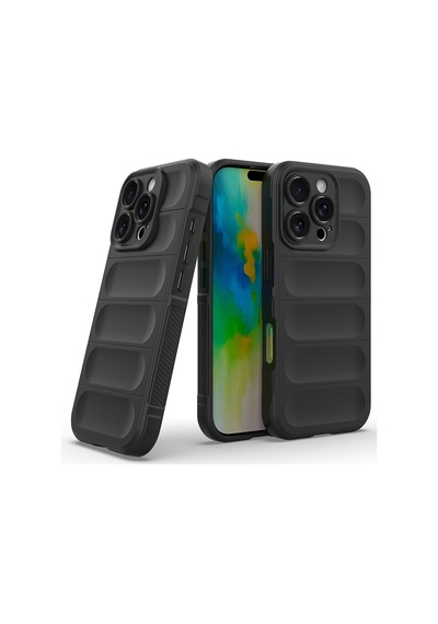 Apple iPhone Uyumlu 16 Pro Max Kılıf Kamera Korumalı Esnek Silikon Parmak Şeritli Pazarplus Siyah