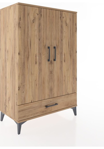 Hyperion Dolap Tek Raflı Tek Çekmeceli Tek Askılı 88x44x134 Çam-çam Atlas Çam