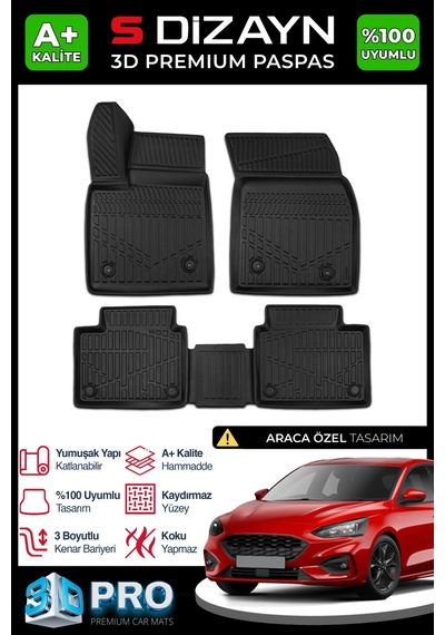 Ford Focus 4 3d Pro Havuzlu Paspas 2019 Üzeri A+ Kalite