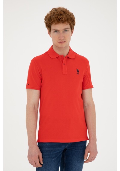 U.S. Polo Assn. Erkek Slim Fit Polo Yaka Kırmızı Basic Tişört 50279613-VR030