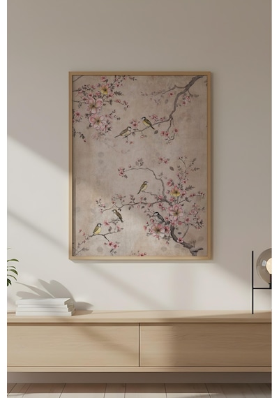 Huhuli Ahşap Çerçeveli Wabi Sabi Koleksiyon Tablo Huhu725