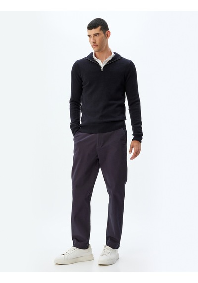 Koton Chino Pantolon Gabardin Cep Detaylı Düğmeli Pamuklu Lacivert 5wam40038hw Lacivert