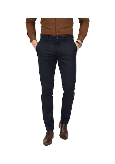 Deepsea Erkek Koyu Lacivert Modern Fit Likralı Kumaş Pantolon Günlük & Ofis Kullanımı 2602020 Koyu Lacivert