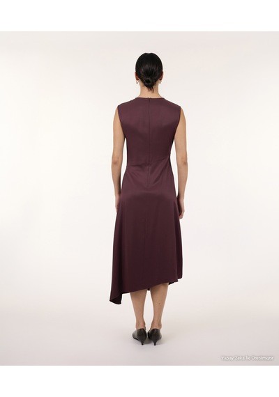 Yargıcı Dar Bisiklet Yaka Kolsuz Elbise 26kkel7069x 016 Bordo