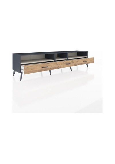 Hyperion Tv Ünitesi 3 Raflı 3 Çekmeceli 220x44x51 Antrasit-aytaşı/çam Aytası/atlas Çam - Antrasıt