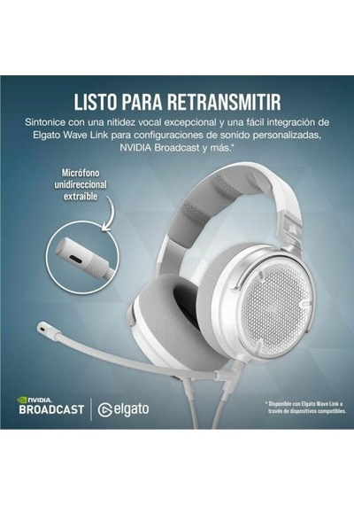 Virtuoso Pro Açık Oyun Kulaklığı Kablolu Tek Yönlü Mikrofon Çıkarılabilir 50 Mm Grafen İletkenler, Frekans Tepkisi 20 Hz 40 Khz Beyaz