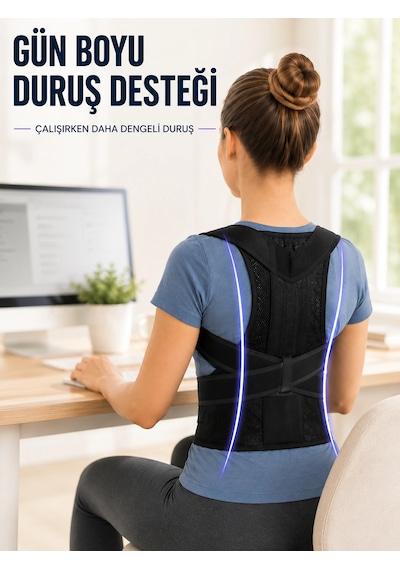 Zenvia Dik Durmaya Yardımcı Sırt Korsesi Nefes Alan Fileli Ayarlanabilir Bel Ve Omuz Desteği Znv2026
