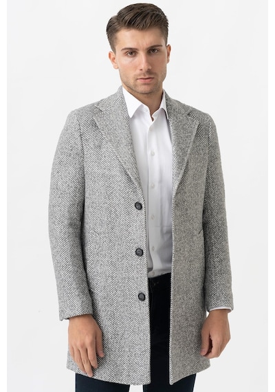 White Stone Arezzo 4025 Ceket Yaka Pamuklu Slim Fit Kaban Gri-Gri