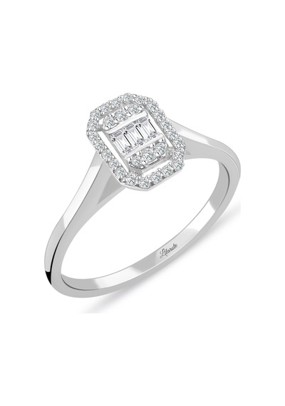 Modern Tasarım 0.15 Ct Baget Kare Tektaş Yüzük