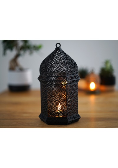 Bezos Arap Geometrik Desenli Fener Led Lamba Ve Tealight Mumluk Dekoratif Aydınlatma Rengaren Çok Renkli