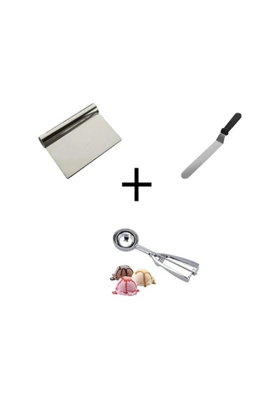 Pasta Sıvama Spatulası Çelik Spatula Hamur Kazıyıcı Kurabiye Dondurma Kaşığı Set Bhl Çelik Gri Diğer