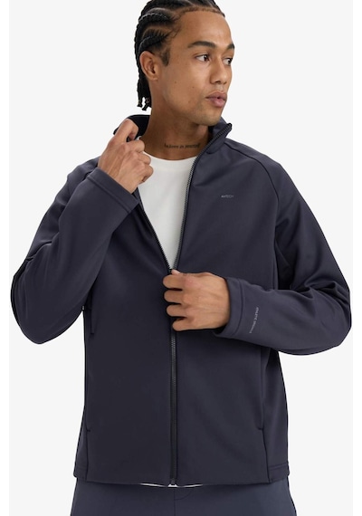 Defacto Defactofit Su İtici Slim Fit Dar Kesim Fermuarlı Softshell Yağmurluk E9495ax25auar214 Antrasit