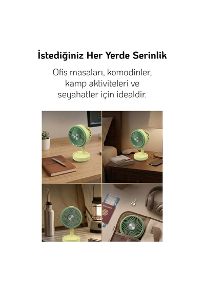 El Fanı Masaüstü Vantilatör Soğutucu Teleskopik 3 Kademe Type-c Hızlı Şarj Mini Soğutucu