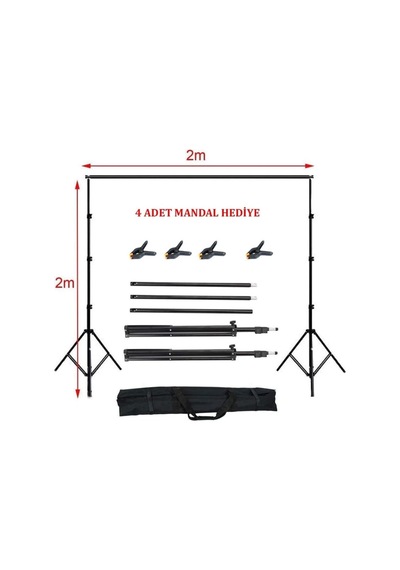 Aa Plus 2x2 Metre Fon Standı Background Stand 4 Mandal Siyah