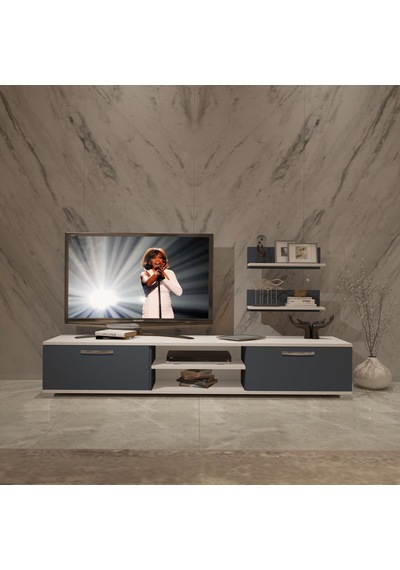 Decoraktiv Eko 4 Mdf Dvd Tv Ünitesi Tv Sehpası Beyaz - Antrasit