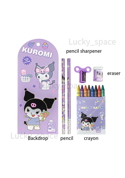Sanrio Kuromi Cinnamoroll Kuromi Kırtasiye Seti 12 Parça Kuromi Kırtasiye Seti Mor