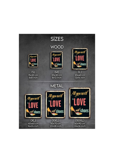 All You Need İs Love And Shoes Retro Tablo Kadın Temalı Dekoratif Duvar Posteri Ahşap & Metal Baskı